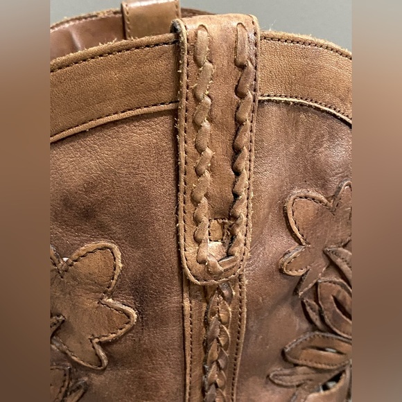 Matisse Brown Leather Floral Cut Out Embroidered Western Cowboy Boots Size 10 - Picture 4 of 15